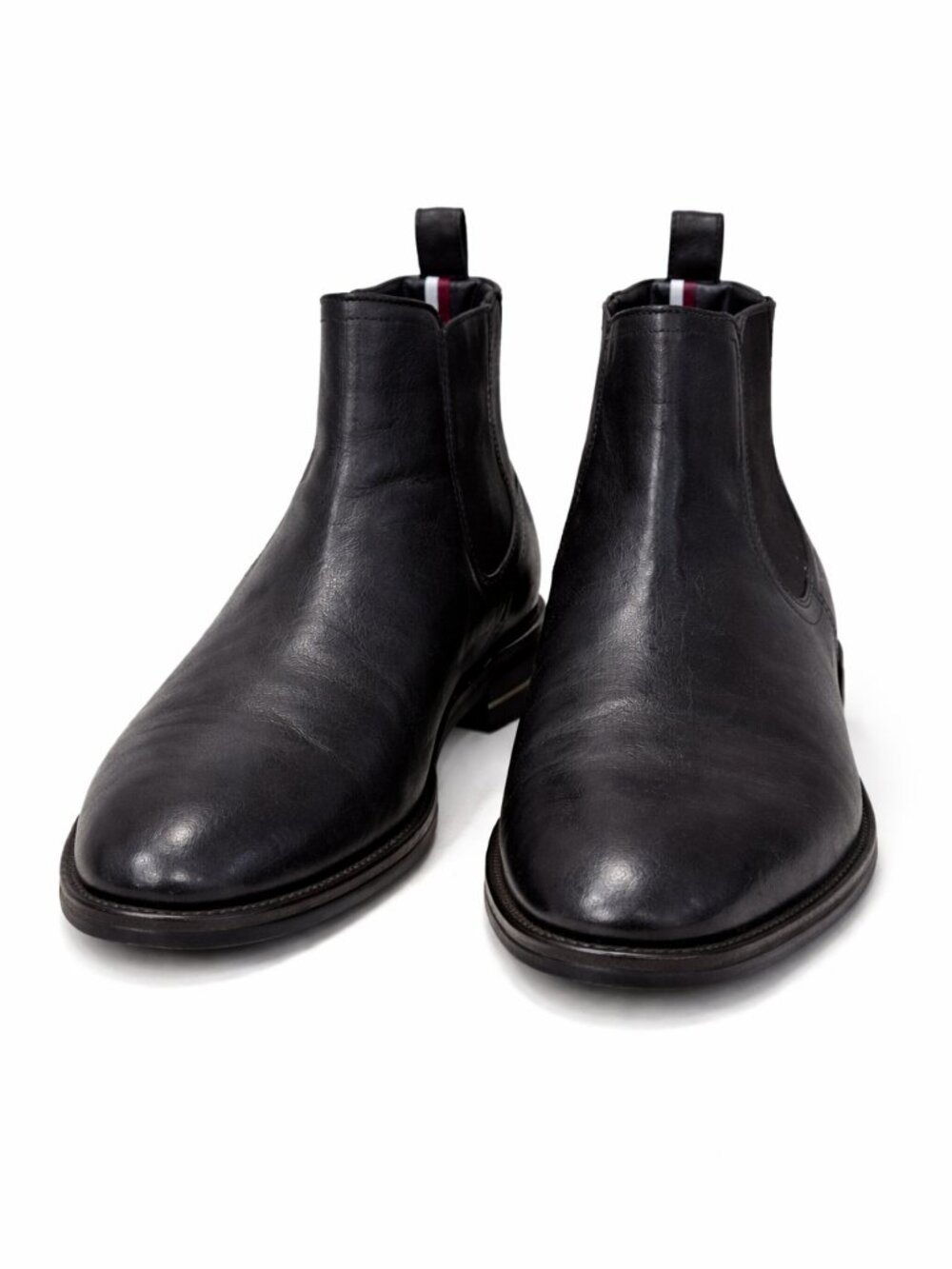Tommy Hilfiger Black Leather Chelsea Boots Men’s 11.5 Minimalist Dress Ankle